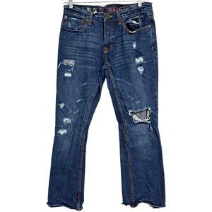Tokyo Five Jeans Mens Size‎ 32 Destroyed Distressed Dark Blue Denim